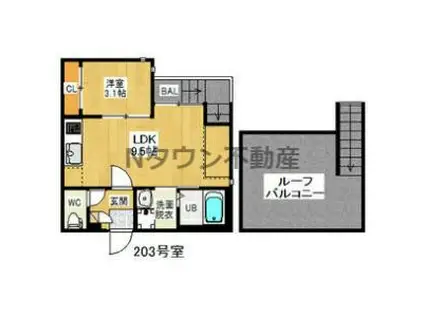 GRANDTIC CUORE(1LDK/2階)の間取り写真