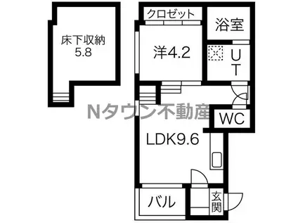 ミレニア栄生 (1LDK/1階)の間取り写真