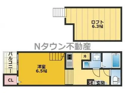 ヴィエントピーノ中村公園(1K/2階)の間取り写真