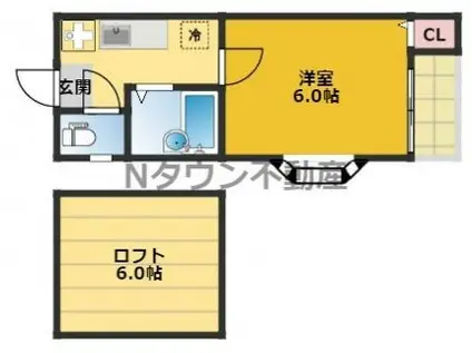 プルミエ(1K/1階)の間取り写真