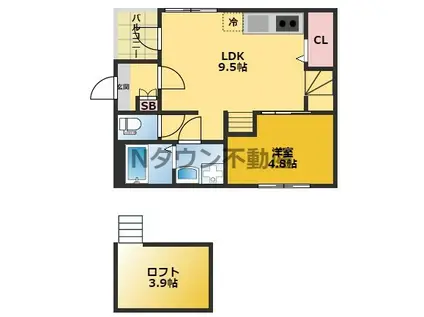 ノーブルコート(1LDK/2階)の間取り写真