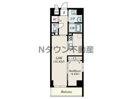 GRANDUKE正木(1LDK/13階)の間取り写真