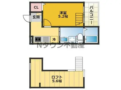 ブランフィーユ(1K/2階)の間取り写真