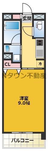 HANANOKI RISE(1K/4階)の間取り写真