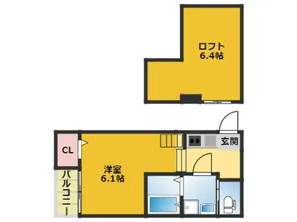 CASA VIOLA 栄生(1K/2階)の間取り写真