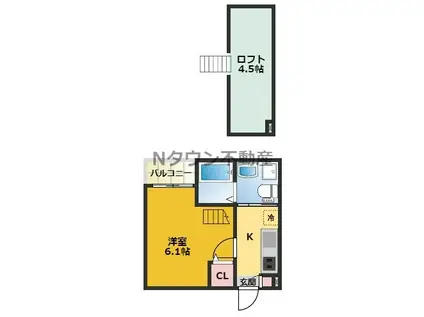 LOUP DE MER 庄内緑地公園(1K/1階)の間取り写真