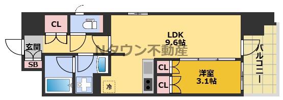 オーパスレジデンス名古屋ステーション(1LDK/4階)の間取り写真