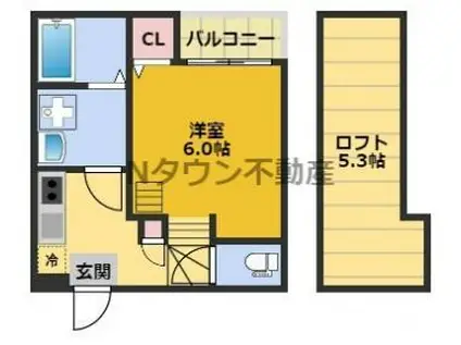 グランスイート(1SK/2階)の間取り写真