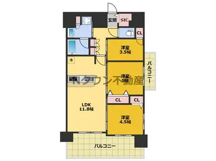 プレサンスジェネ上前津(2SLDK/14階)の間取り写真