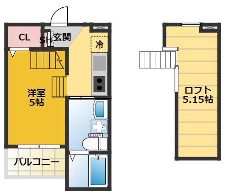 クレア天塚(1K/2階)の間取り写真