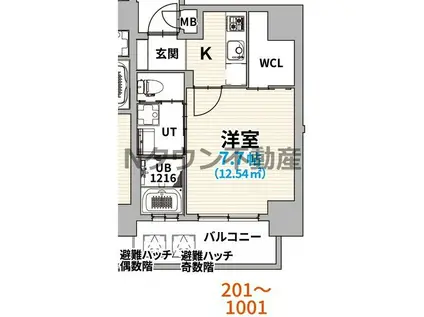 GRANVIA丸の内(1K/5階)の間取り写真