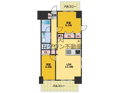 SーRESIDENCE亀島駅前BLAZE(2LDK/9階)の間取り写真
