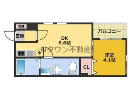 ハーモニーテラス高道町6(1DK/1階)の間取り写真