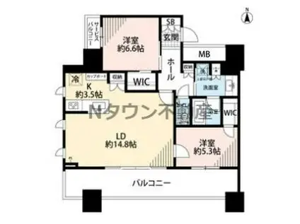 タワー・ザ・ファースト名古屋栄(2LDK/5階)の間取り写真