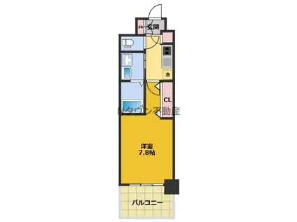 エステムコート名古屋TWIN ウエスト(1K/12階)の間取り写真