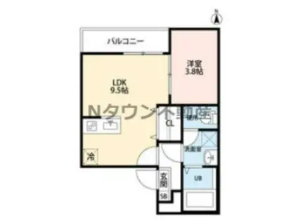 T.A長筬町4丁目(1LDK/1階)の間取り写真