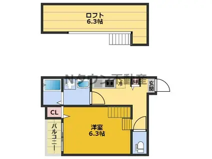 プリエ中村公園(1K/2階)の間取り写真