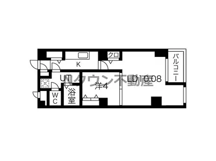 ドミール長者町(1LDK/4階)の間取り写真