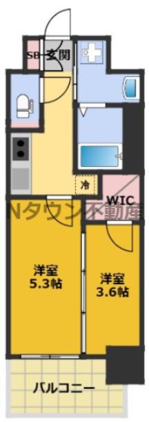 S-RESIDENCE烏森AUREATE(2K/12階)の間取り写真