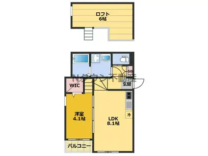 クレインハイツ本陣(1LDK/1階)の間取り写真