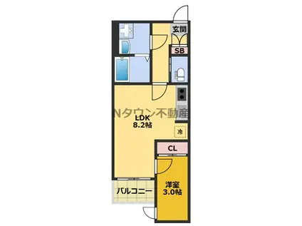 COCO CAT 岩塚(1LDK/3階)の間取り写真