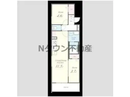 アイナ ルアナ ウル(1LDK/2階)の間取り写真