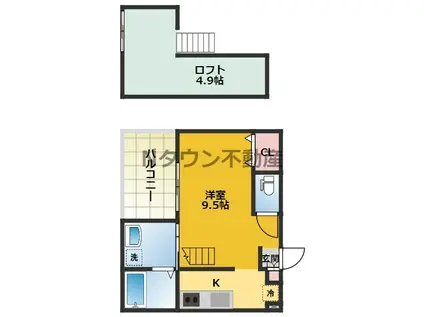 FORTEⅡ(ワンルーム/1階)の間取り写真