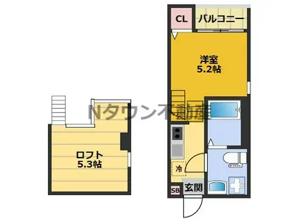 名古屋市桜通線 太閤通駅 徒歩6分 2階建 築8年(1K/2階)の間取り写真