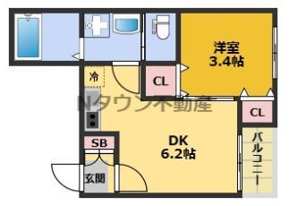 カーサアレグラ(1DK/1階)の間取り写真
