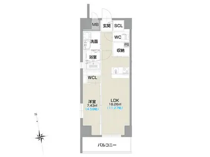 フォルティス今池(1LDK/6階)の間取り写真