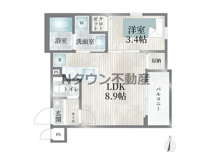 CHERIM浄心イースト(1LDK/1階)の間取り写真