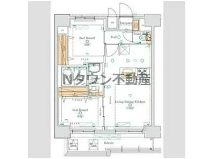 MAXIV大須観音(2LDK/13階)の間取り写真