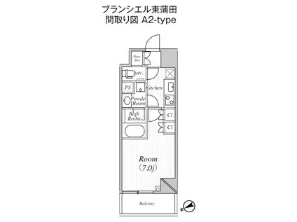 BLANCCIEL東蒲田(1K/10階)の間取り写真