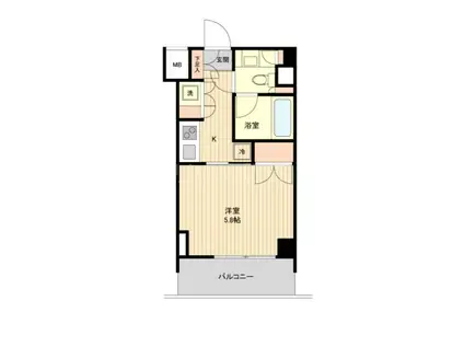 萩中イースト(1K/2階)の間取り写真