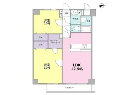 クレストコート(2LDK/4階)の間取り写真