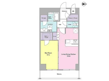 ジニア大森西(1LDK/7階)の間取り写真