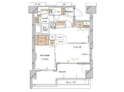 ブランシエスタ久が原(1LDK/7階)の間取り写真