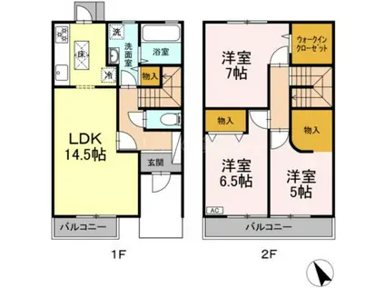 シェソワ中馬込(3LDK/1階)の間取り写真