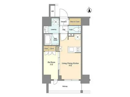 シーズンフラッツ大森北(1LDK/5階)の間取り写真