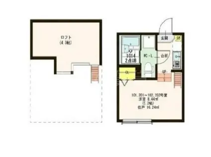 FORWARD FIELD 羽田(1K/1階)の間取り写真