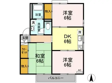 フレンドリーハイツ日野AB(3DK/2階)の間取り写真