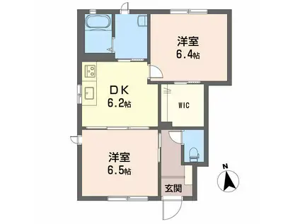 シャーメゾン舞(2DK/1階)の間取り写真