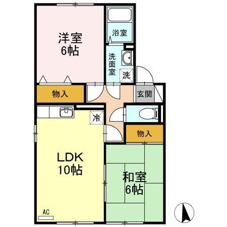 セジュール楓(2LDK/1階)の間取り写真