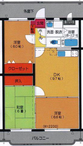 ユーミー平松(3DK/3階)の間取り写真