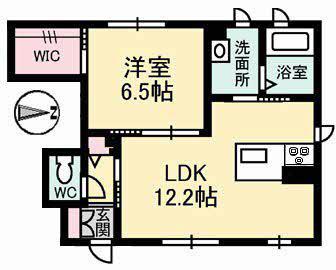アルソーレ南斎院 A棟(1LDK/1階)の間取り写真