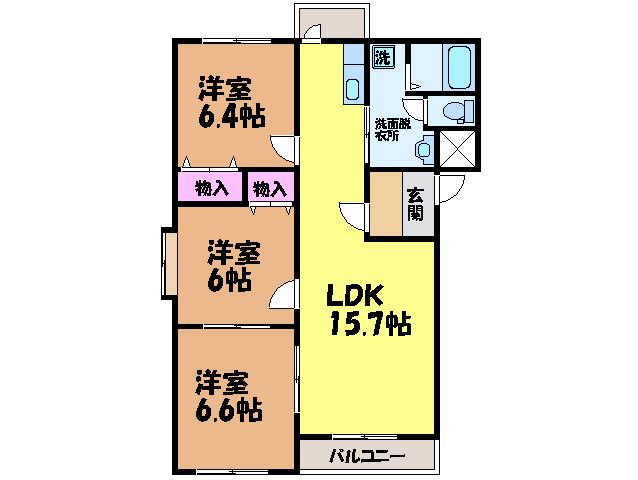 ブライムセントラル(3LDK/3階)の間取り写真