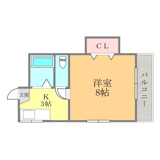 伊予鉄道郡中線 土居田駅 徒歩25分 2階建 築47年(1K/2階)の間取り写真