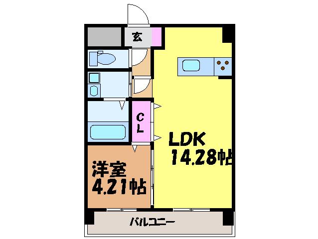 ひかりハイツ石手川(1LDK/2階)の間取り写真
