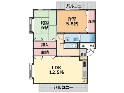 ユーミー1(2LDK/1階)の間取り写真