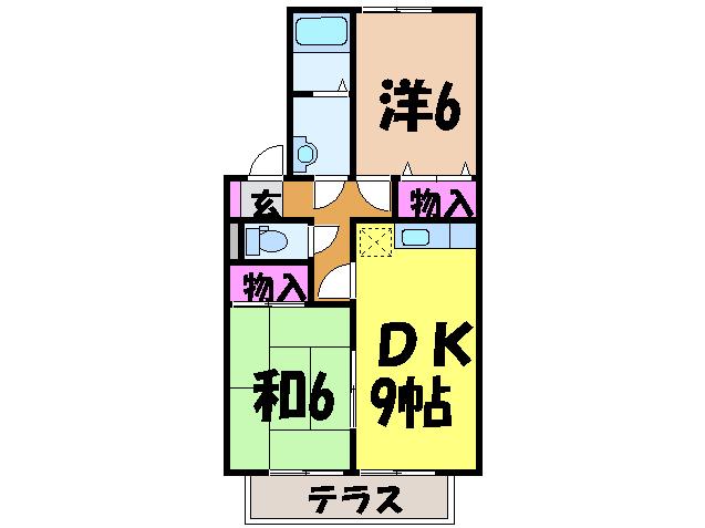 グランドソレーユS(2DK/1階)の間取り写真